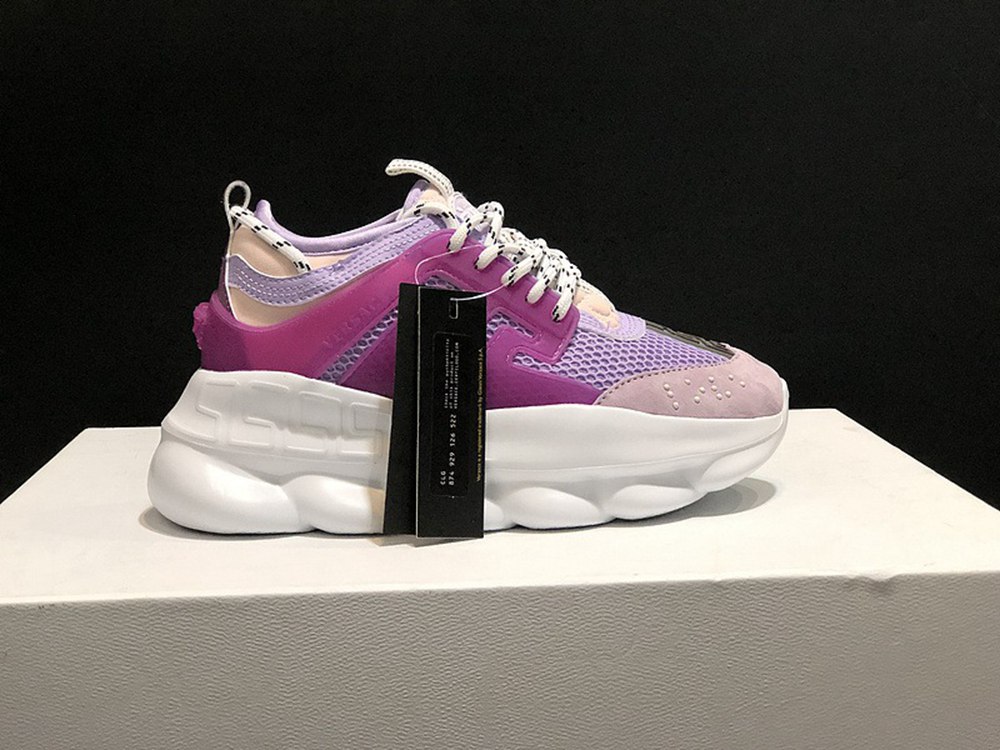 V*ERSACE CHAIN REACTION SNEAKERS PURPLE&PINK&WHITE
