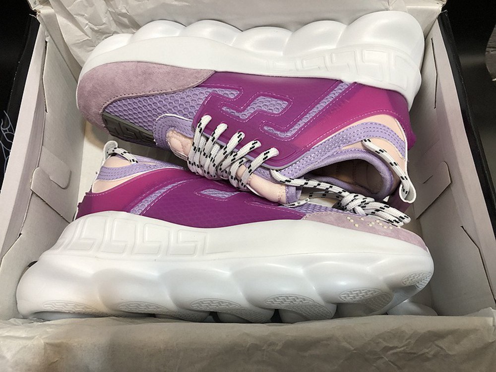 V*ERSACE CHAIN REACTION SNEAKERS PURPLE&PINK&WHITE