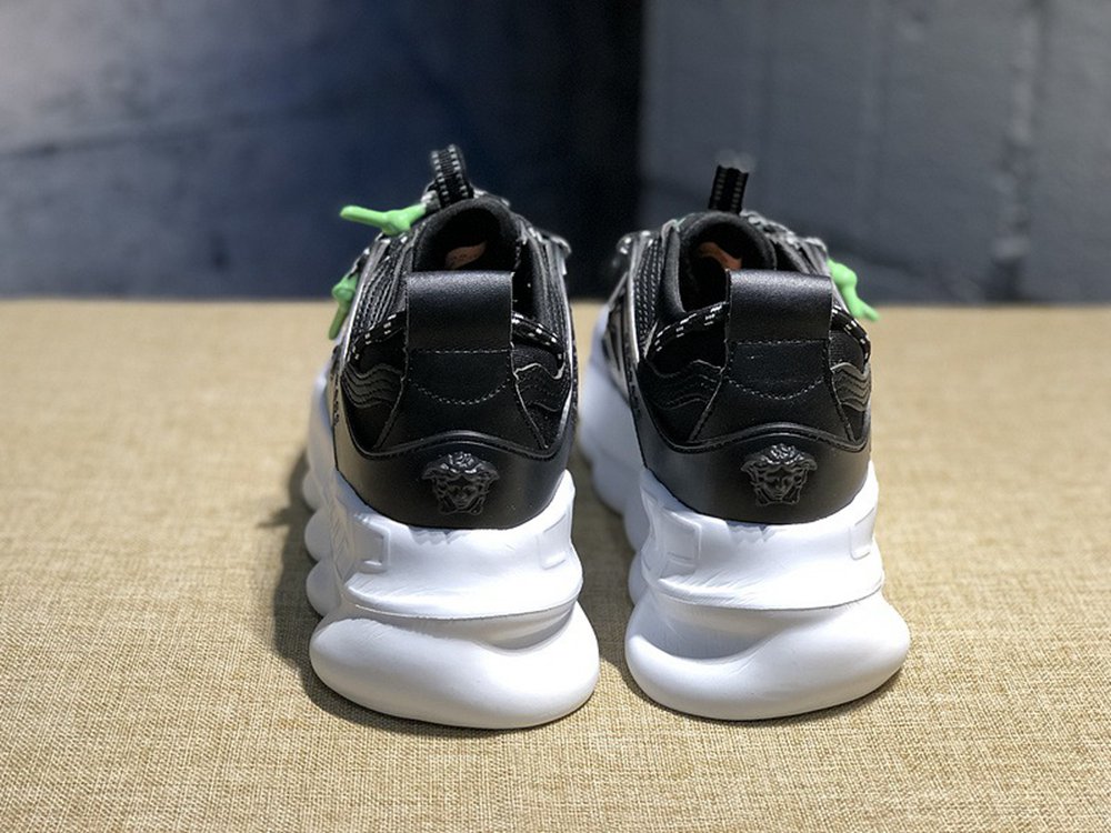 V*ERSACE CHAIN REACTION SNEAKERS BLACK&WHITE&GREEN