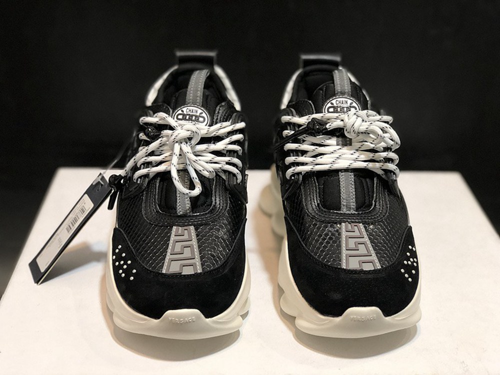 V*ERSACE CHAIN REACTION SNEAKERS BLACK&WHITE&RED