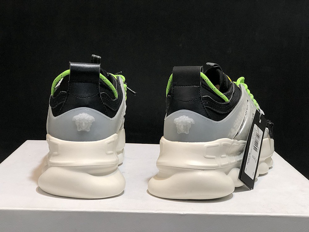 V*ERSACE CHAIN REACTION TRAINERS BLACK&WHITE&GREY