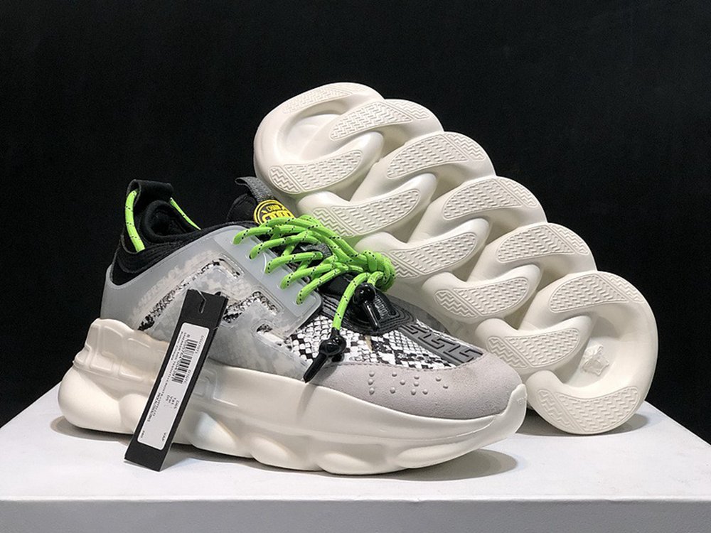 V*ERSACE CHAIN REACTION TRAINERS BLACK&WHITE&GREY
