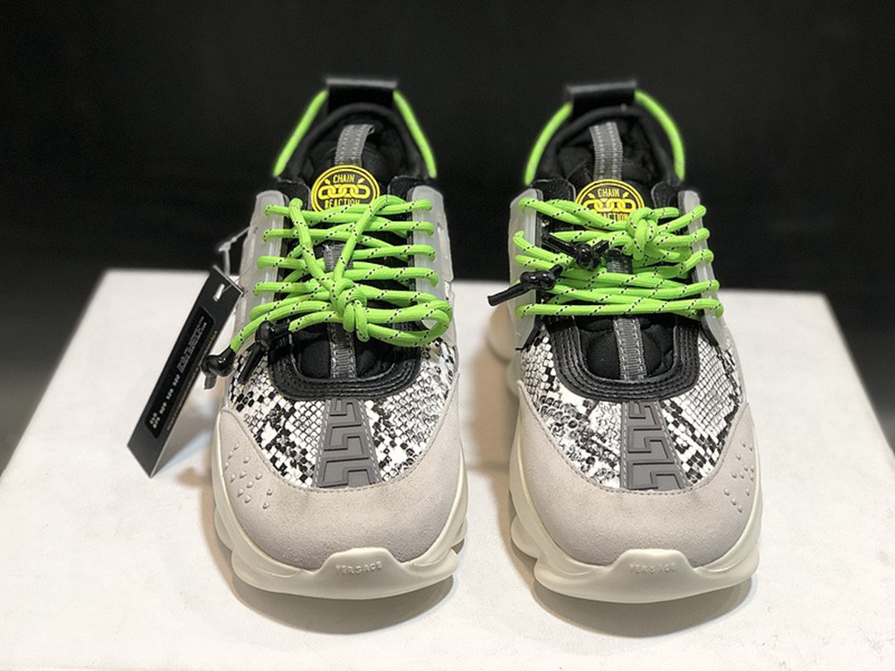 V*ERSACE CHAIN REACTION TRAINERS BLACK&WHITE&GREY