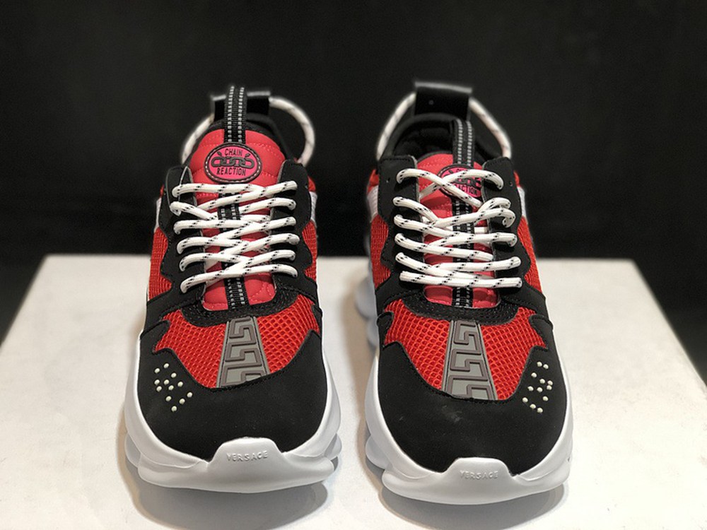 V*ERSACE CHAIN REACTION SNEAKERS BLACK&WHITE&RED
