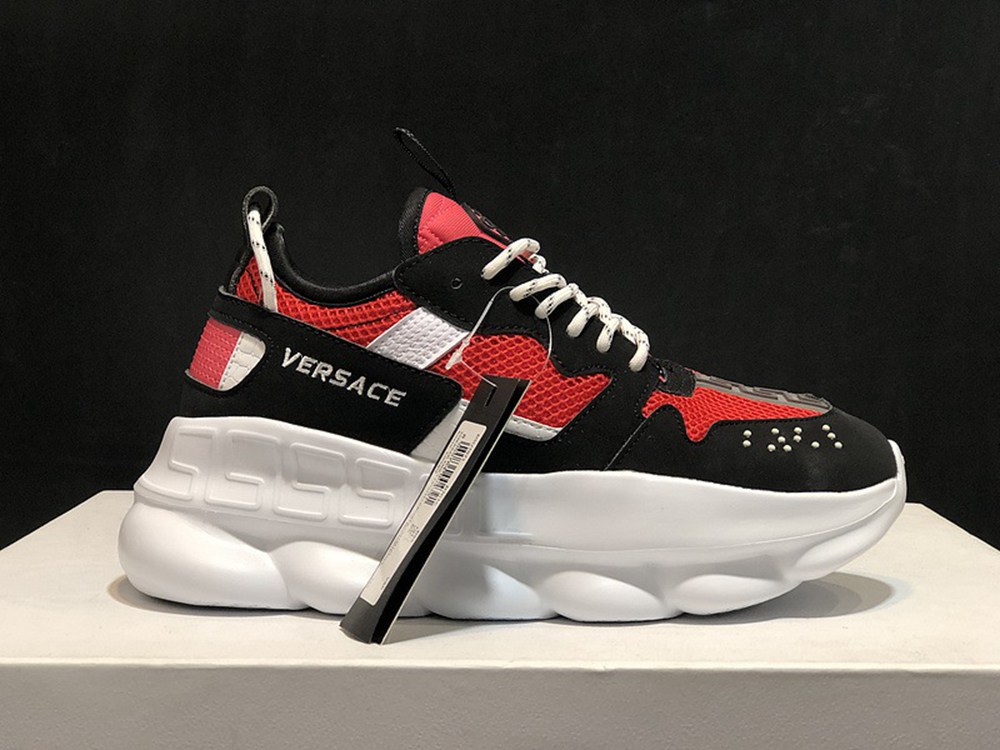 V*ERSACE CHAIN REACTION SNEAKERS BLACK&WHITE&RED