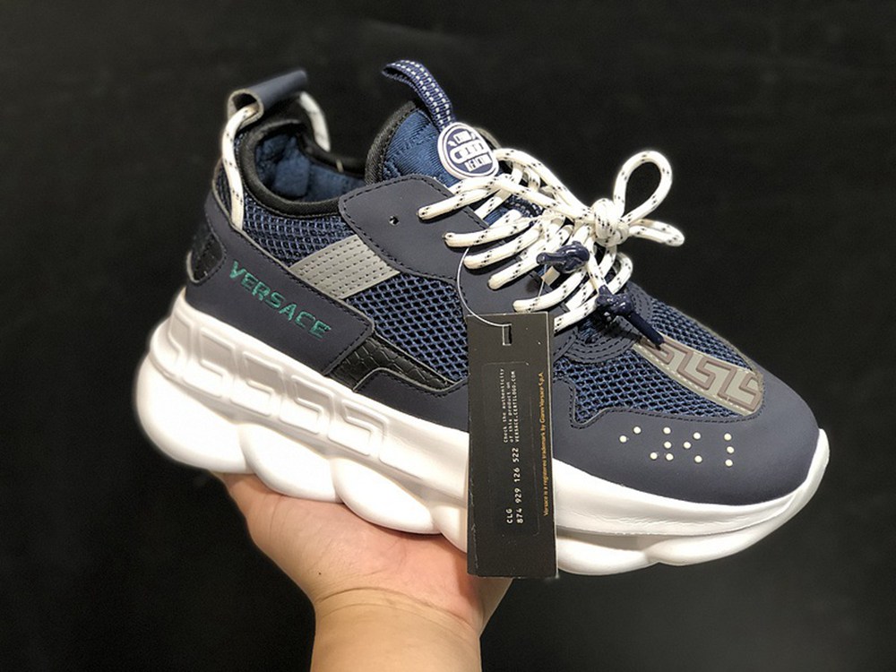 V*ERSACE CHAIN REACTION SNEAKERS BLACK&WHITE&BLUE&RED