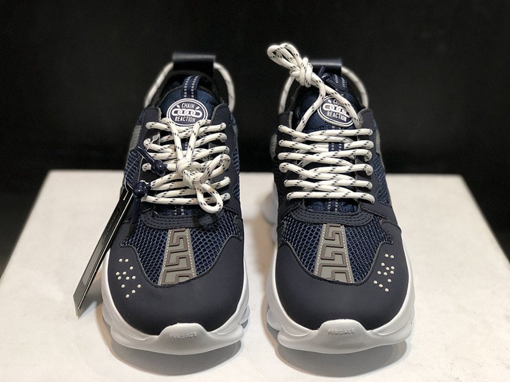 V*ERSACE CHAIN REACTION SNEAKERS BLACK&WHITE&BLUE&RED