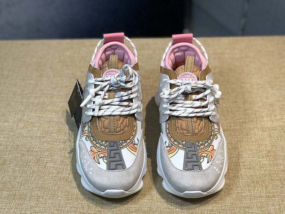 V*ERSACE CHAIN REACTION SNEAKERS PINK&WHITE&YELLOW&GREY