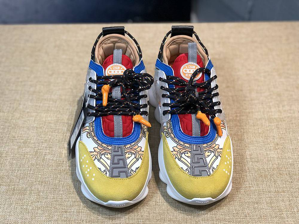 V*ERSACE CHAIN REACTION SNEAKERS RED&WHITE&YELLOW&GREY&BLUE