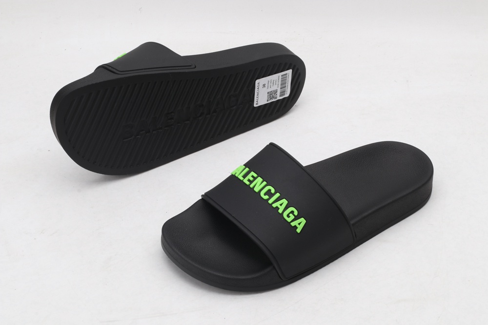 BLG Rubber Slides Black Fluo Green
