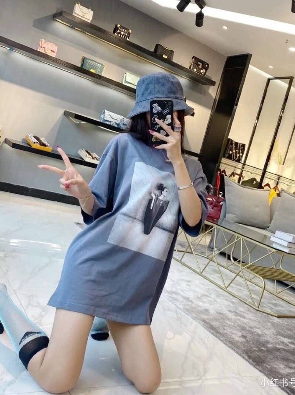 Ba1en*iaga 1960s retro vintage high-definition portrait print short sleeve