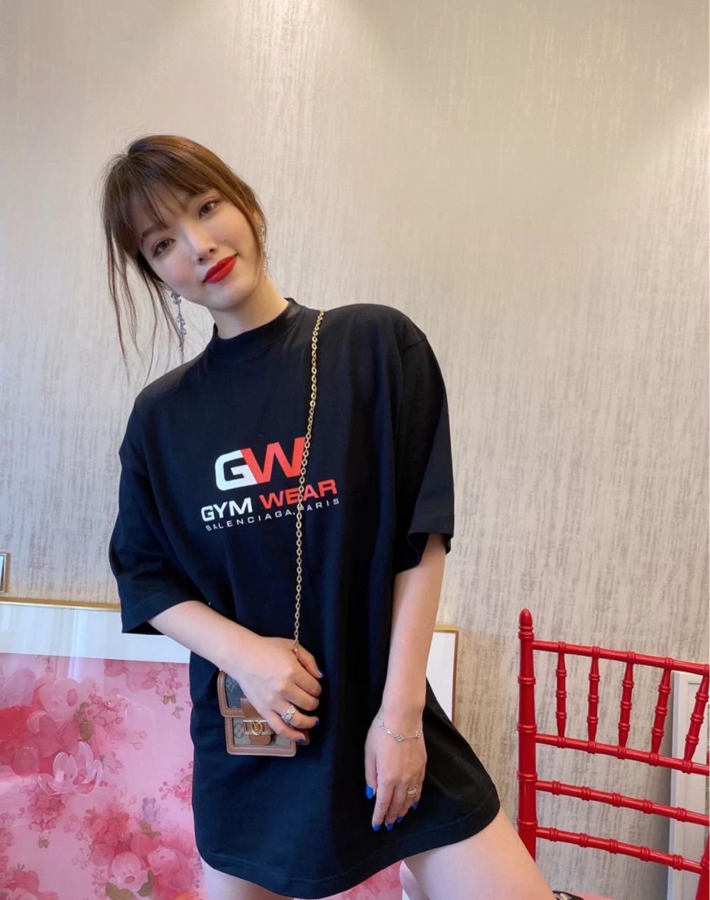 Ba1en*iaga BLCG 21ss GW GYM WEAR letter print short sleeve