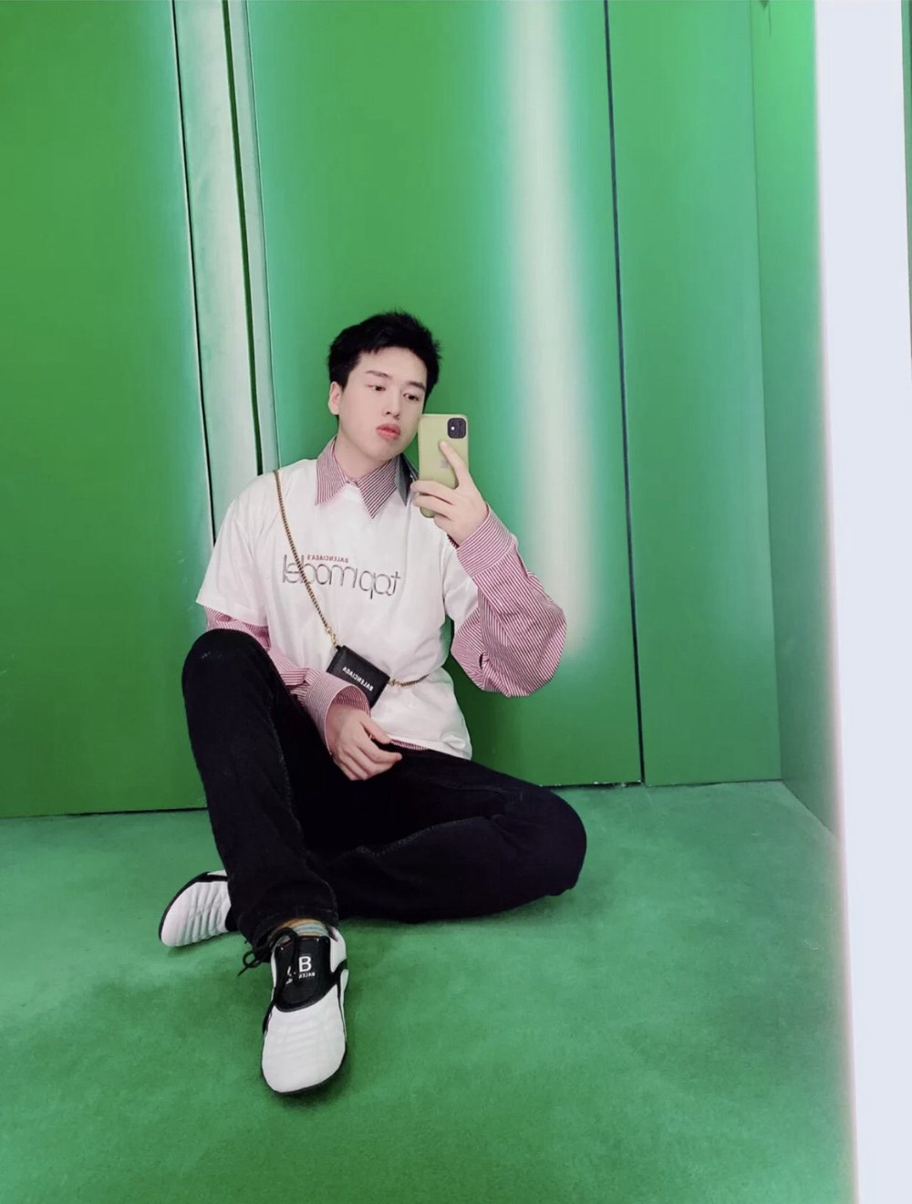 Ba1en*iaga 1960s retro vintage high-definition portrait print short sleeve