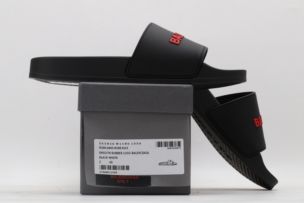 BLG Rubber Slides Black Fluo Red