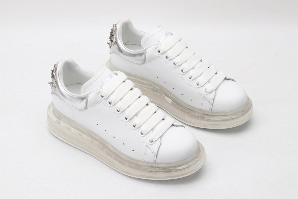 AMQ white oversized sneakers with siL*Ver heel