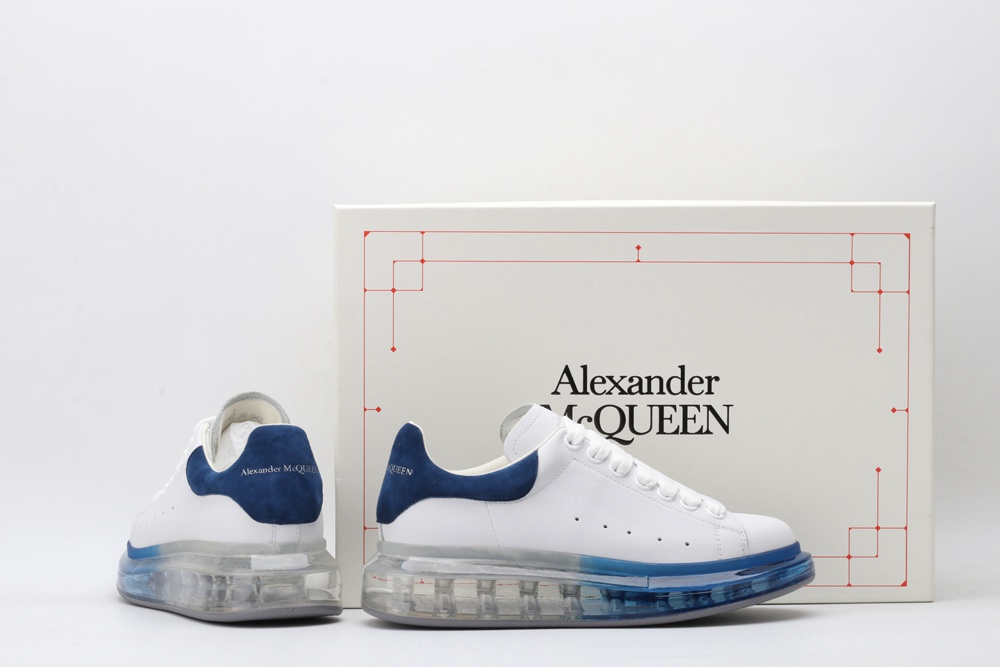 AMQ white oversized sneakers with blue heels