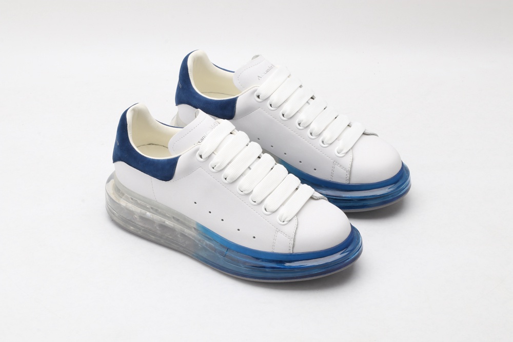 AMQ white oversized sneakers with blue heels