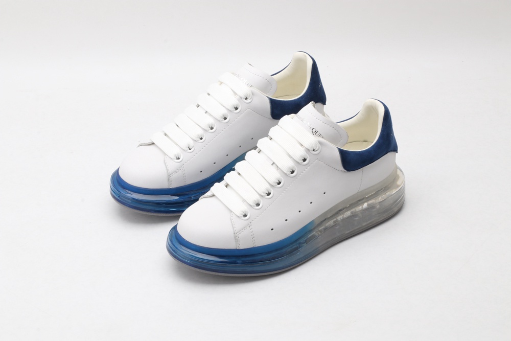 AMQ white oversized sneakers with blue heels