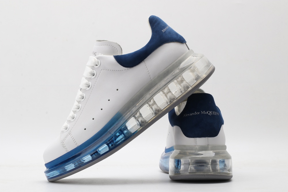 AMQ white oversized sneakers with blue heels