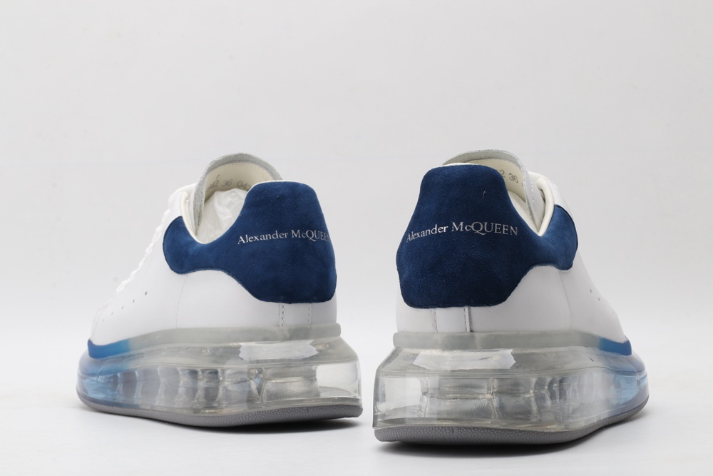 AMQ white oversized sneakers with blue heels