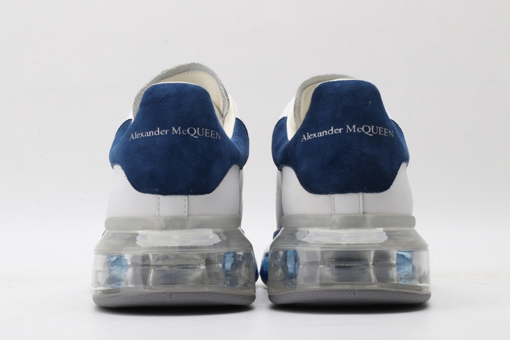 AMQ white oversized sneakers with blue heels