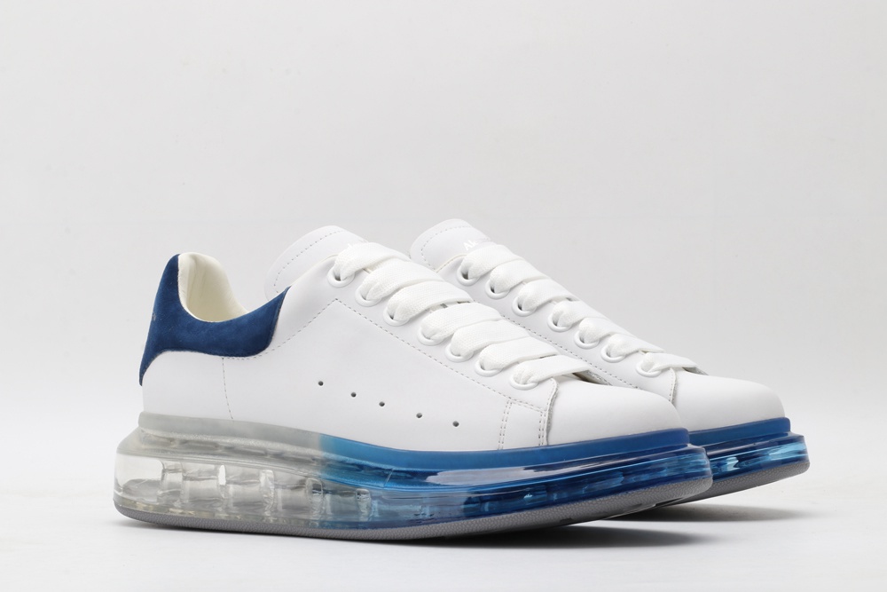 AMQ white oversized sneakers with blue heels