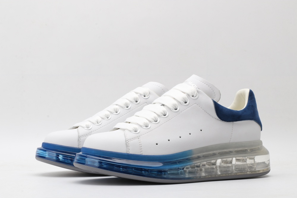 AMQ white oversized sneakers with blue heels