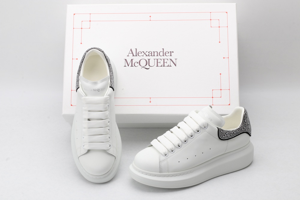 AMQ White & Black Studded Oversized Sneakers