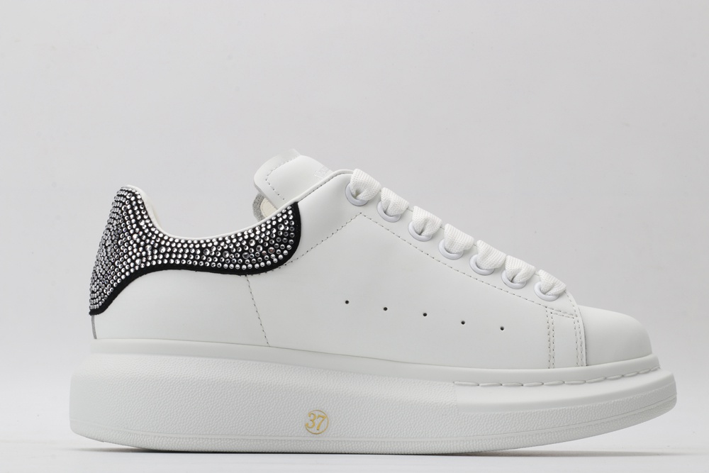 AMQ White & Black Studded Oversized Sneakers