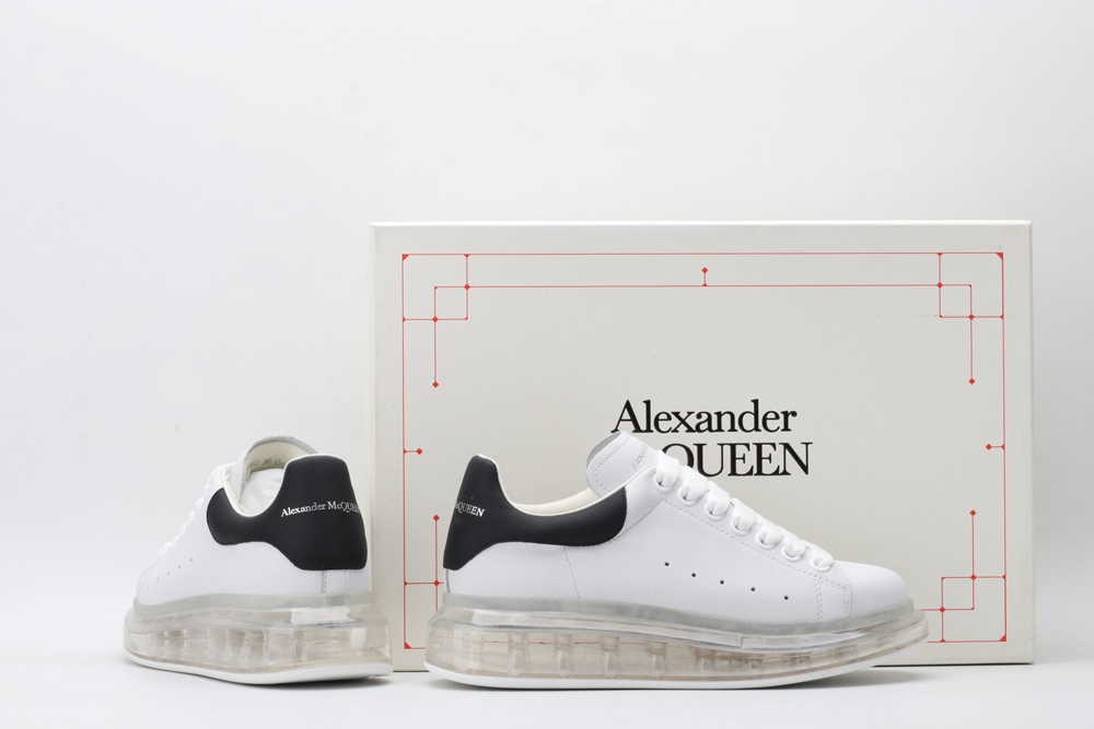 AMQ white oversized sneakers with black heel