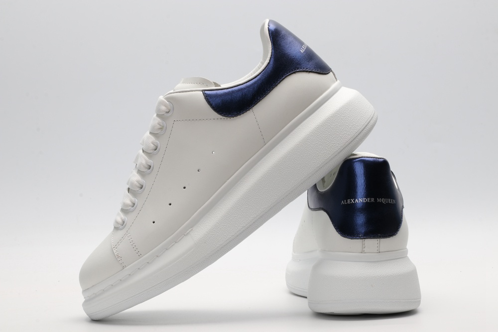 AMQ White & Blue Oversized Sneakers
