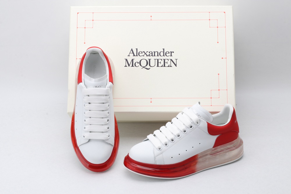 AMQ white oversized sneakers with red heel