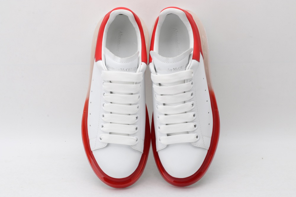 AMQ white oversized sneakers with red heel