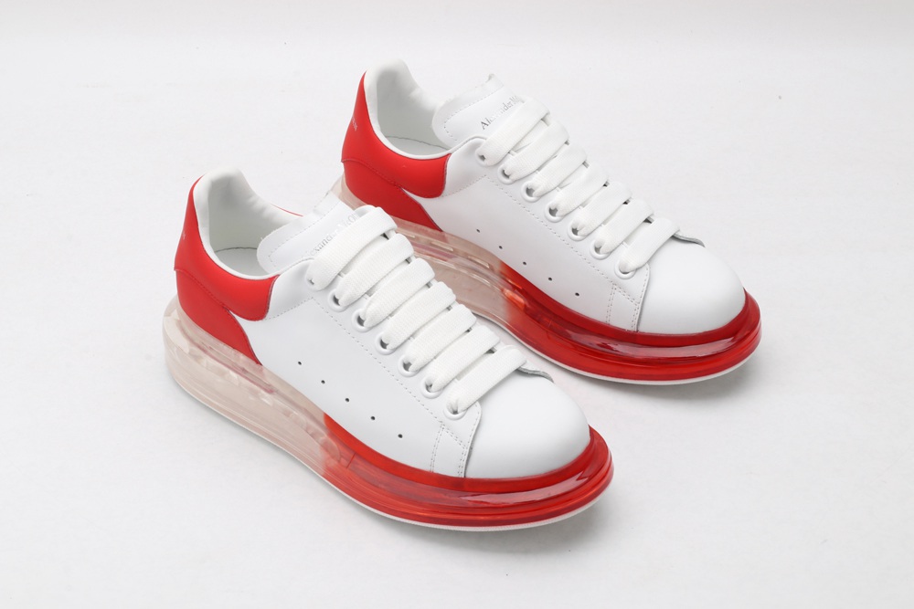 AMQ white oversized sneakers with red heel
