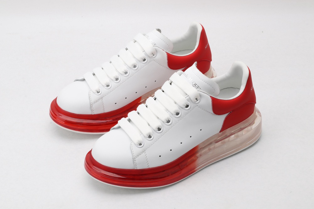 AMQ white oversized sneakers with red heel