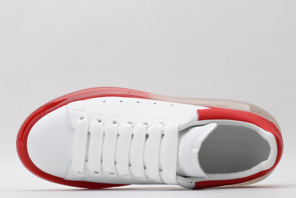 AMQ white oversized sneakers with red heel
