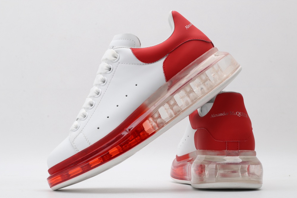 AMQ white oversized sneakers with red heel