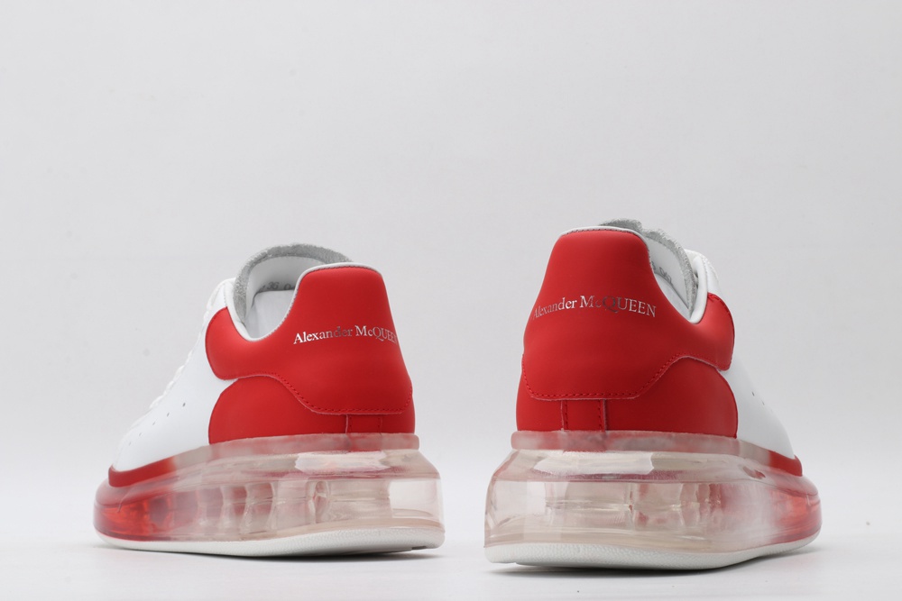 AMQ white oversized sneakers with red heel