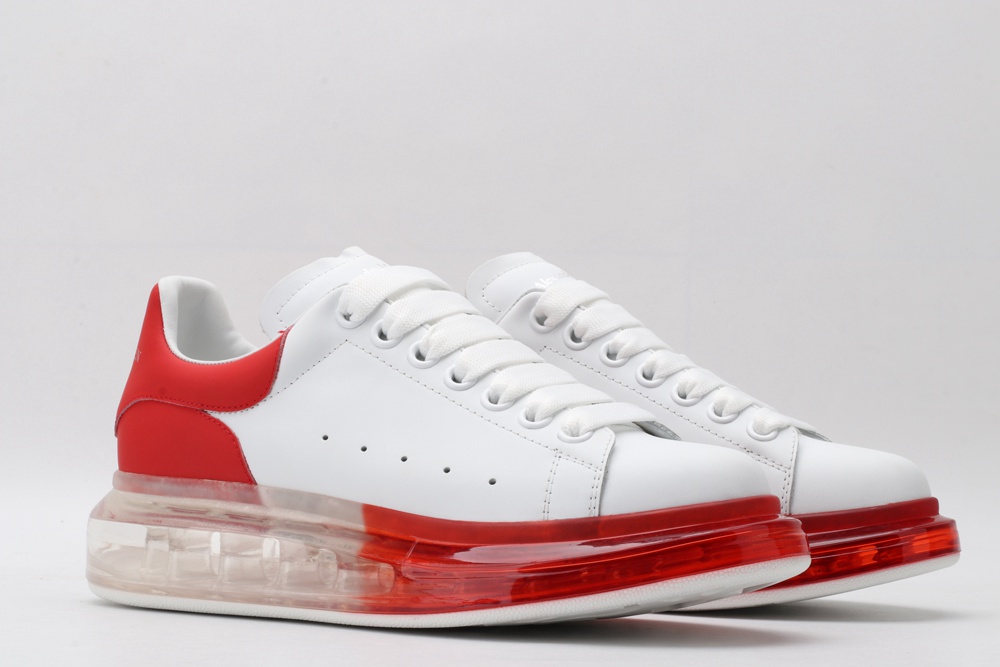 AMQ white oversized sneakers with red heel