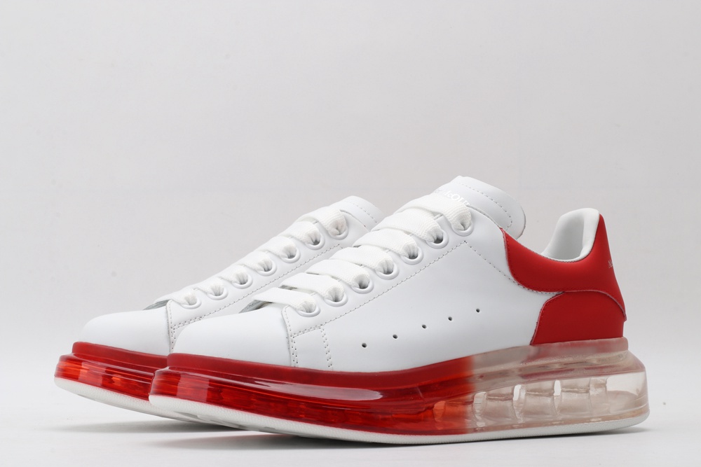 AMQ white oversized sneakers with red heel