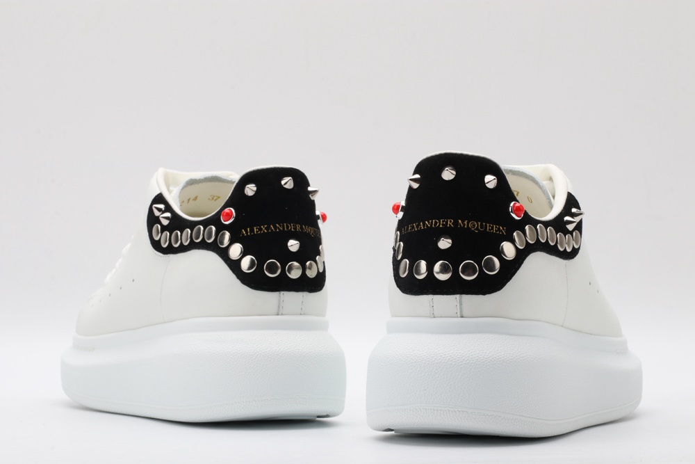 AMQ White Studded Logo Oversized Sneakers