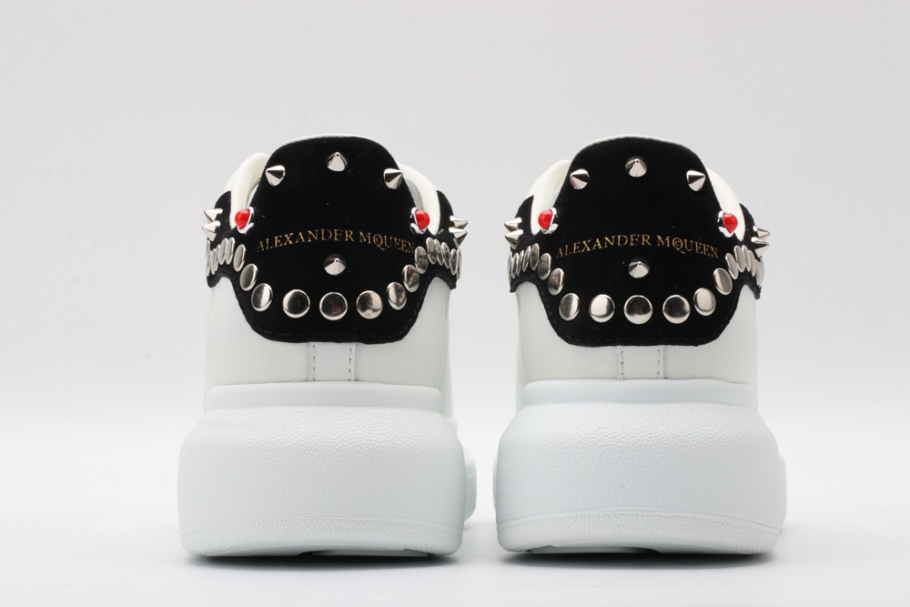 AMQ White Studded Logo Oversized Sneakers