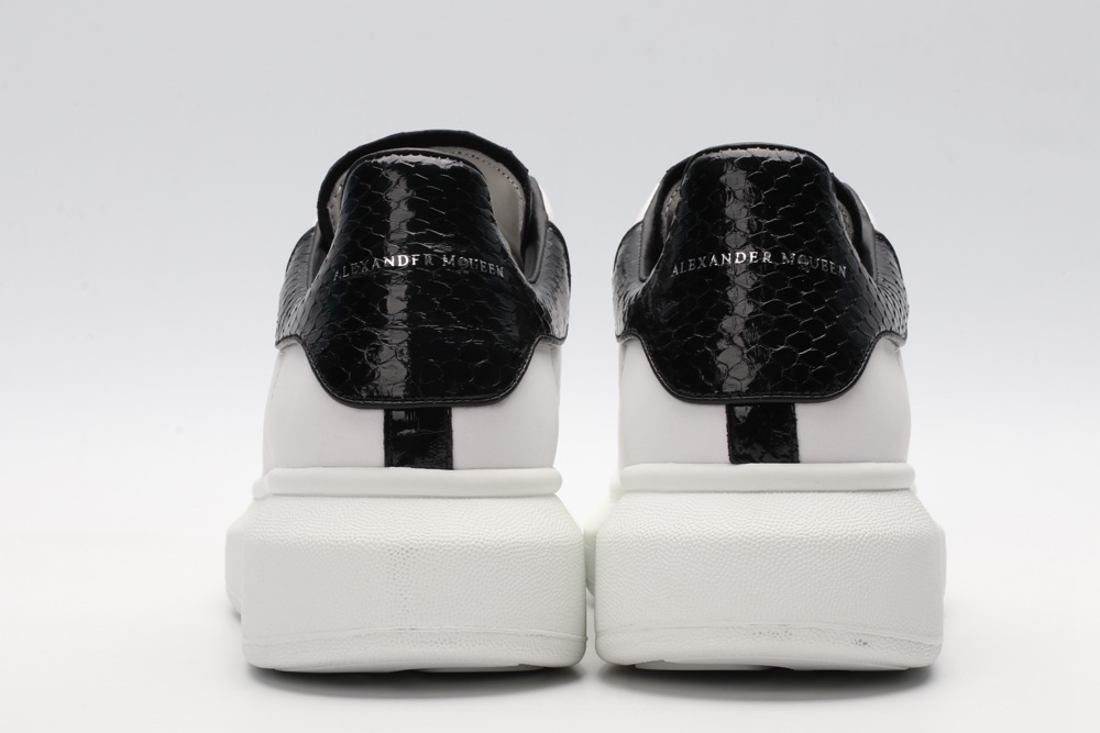 AMQ White & Black Python Oversized Sneakers