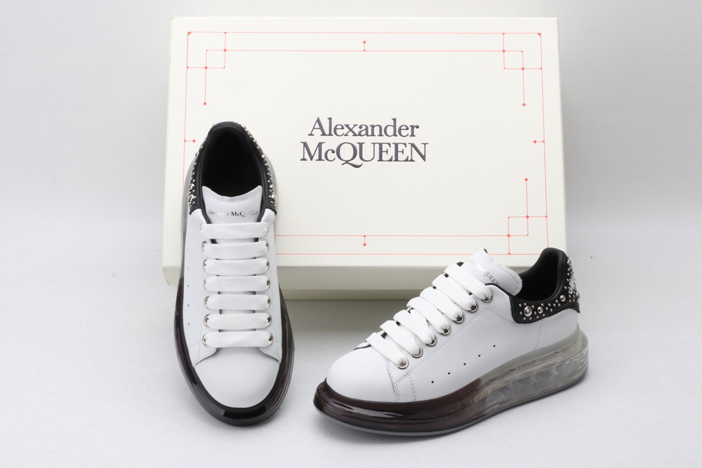 AMQ White Studded Logo Oversized Sneakers