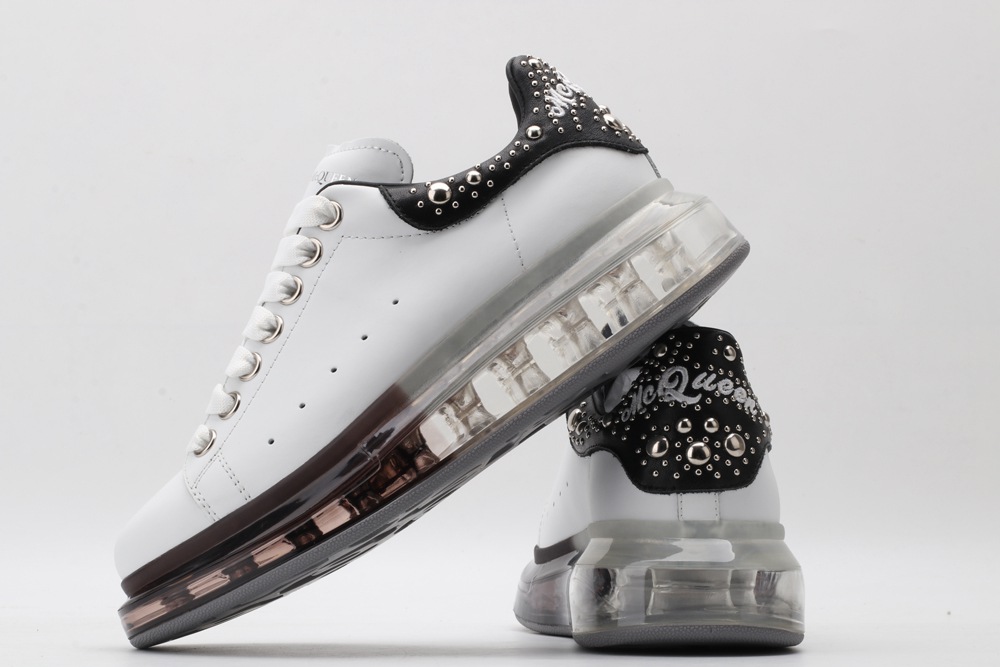 AMQ White Studded Logo Oversized Sneakers