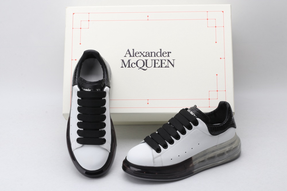 AMQ White & Black Python Oversized Sneakers