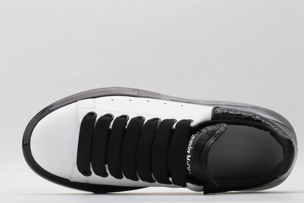 AMQ White & Black Python Oversized Sneakers