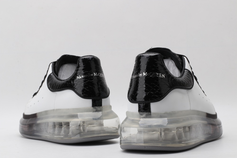 AMQ White & Black Python Oversized Sneakers