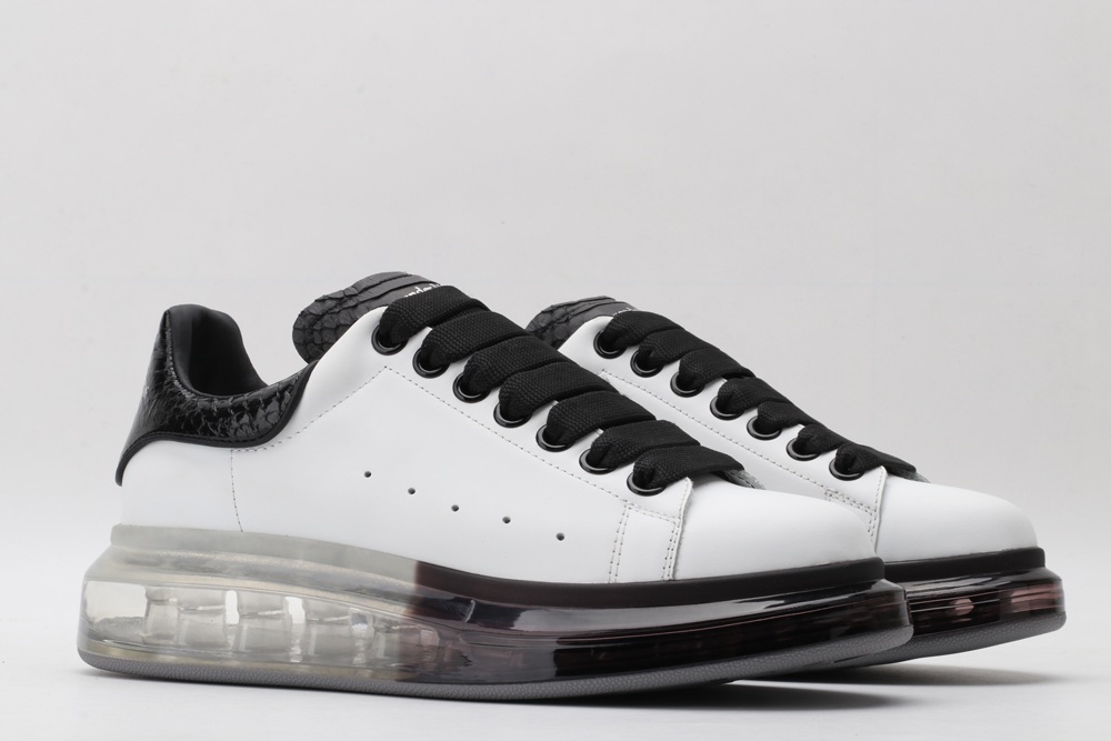 AMQ White & Black Python Oversized Sneakers