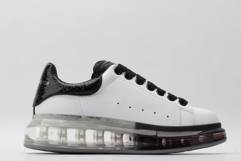 AMQ White & Black Python Oversized Sneakers